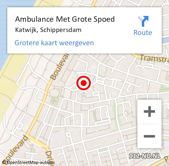 Locatie op kaart van de 112 melding: Ambulance Met Grote Spoed Naar Katwijk, Schippersdam op 13 juni 2021 10:13