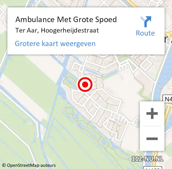 Locatie op kaart van de 112 melding: Ambulance Met Grote Spoed Naar Ter Aar, Hoogerheijdestraat op 13 juni 2021 10:42