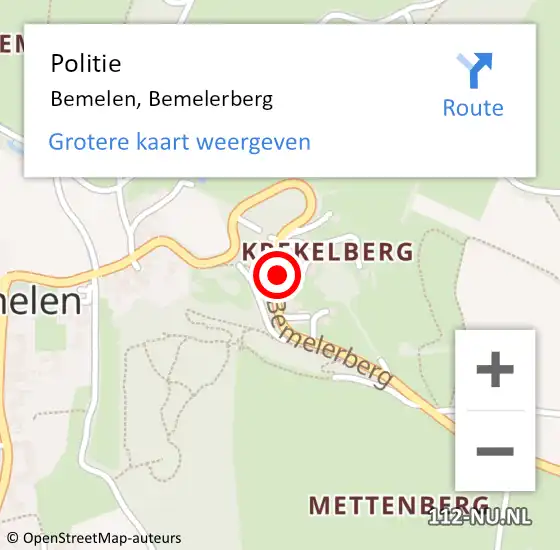 Locatie op kaart van de 112 melding: Politie Bemelen, Bemelerberg op 13 juni 2021 10:45