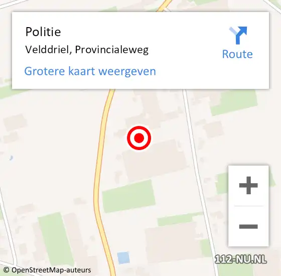 Locatie op kaart van de 112 melding: Politie Velddriel, Provincialeweg op 13 juni 2021 11:13