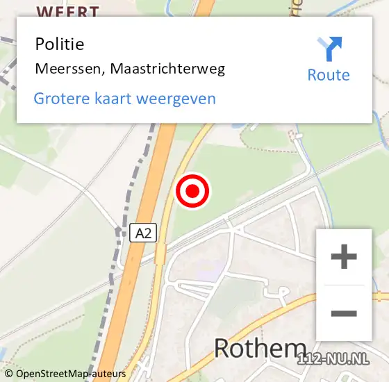 Locatie op kaart van de 112 melding: Politie Meerssen, Maastrichterweg op 13 juni 2021 11:28