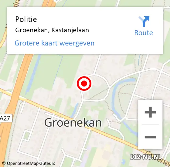 Locatie op kaart van de 112 melding: Politie Groenekan, Kastanjelaan op 13 juni 2021 11:29