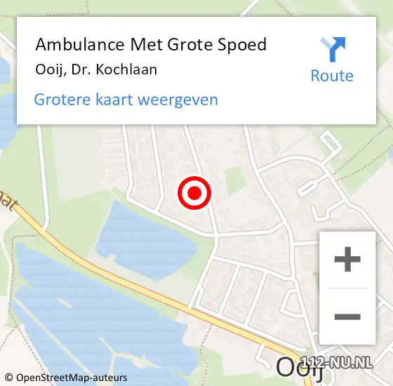 Locatie op kaart van de 112 melding: Ambulance Met Grote Spoed Naar Ooij, Dr. Kochlaan op 13 juni 2021 11:32