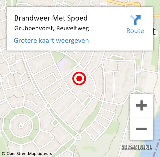 Locatie op kaart van de 112 melding: Brandweer Met Spoed Naar Grubbenvorst, Reuveltweg op 13 juni 2021 12:07