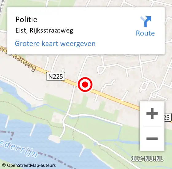 Locatie op kaart van de 112 melding: Politie Elst, Rijksstraatweg op 13 juni 2021 12:08