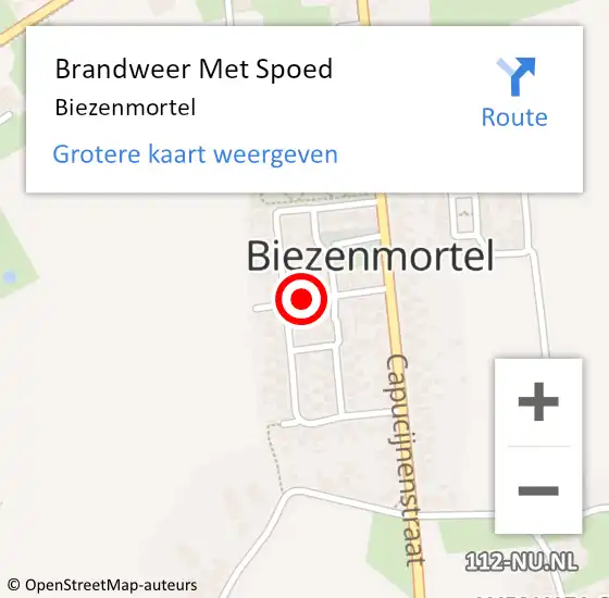 Locatie op kaart van de 112 melding: Brandweer Met Spoed Naar Biezenmortel op 13 juni 2021 12:15