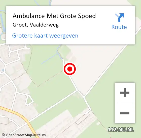 Locatie op kaart van de 112 melding: Ambulance Met Grote Spoed Naar Groet, Vaalderweg op 13 juni 2021 12:18