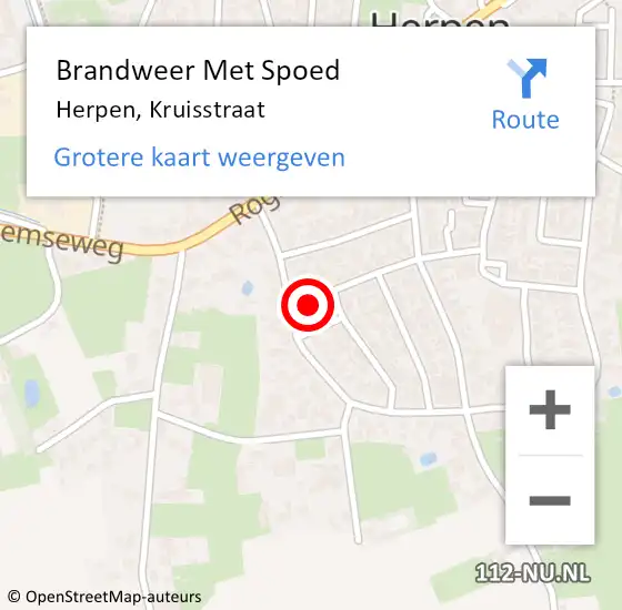 Locatie op kaart van de 112 melding: Brandweer Met Spoed Naar Herpen, Kruisstraat op 13 juni 2021 12:31