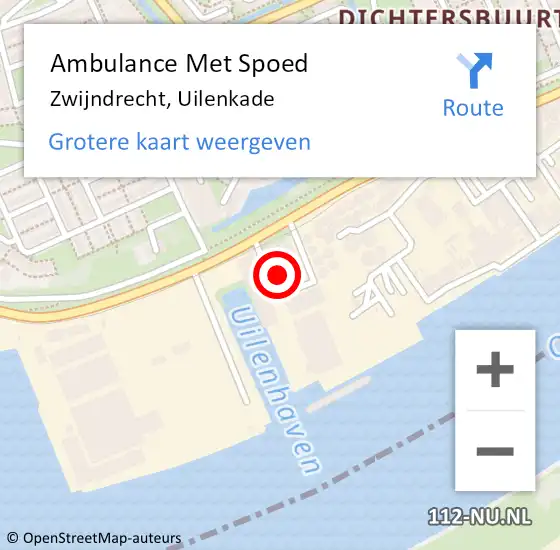 Locatie op kaart van de 112 melding: Ambulance Met Spoed Naar Zwijndrecht, Uilenkade op 13 juni 2021 12:57
