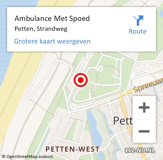 Locatie op kaart van de 112 melding: Ambulance Met Spoed Naar Petten, Strandweg op 13 juni 2014 08:37