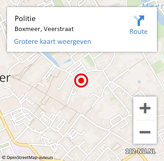 Locatie op kaart van de 112 melding: Politie Boxmeer, Veerstraat op 13 juni 2021 13:20