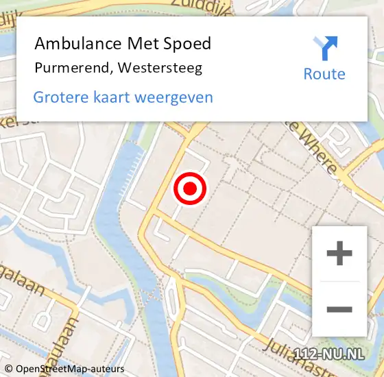 Locatie op kaart van de 112 melding: Ambulance Met Spoed Naar Purmerend, Westersteeg op 13 juni 2021 13:26