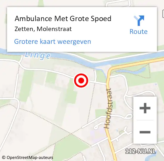 Locatie op kaart van de 112 melding: Ambulance Met Grote Spoed Naar Zetten, Molenstraat op 13 juni 2021 13:28