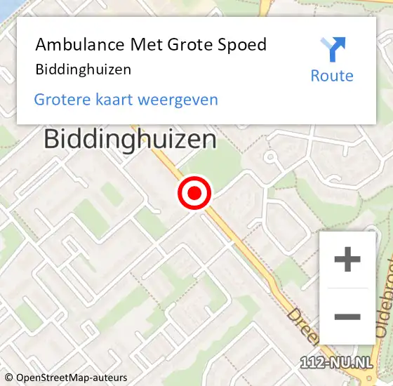 Locatie op kaart van de 112 melding: Ambulance Met Grote Spoed Naar Biddinghuizen op 13 juni 2021 13:40