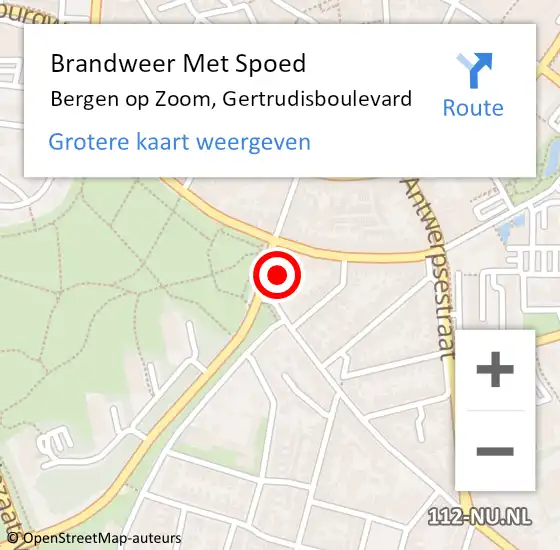 Locatie op kaart van de 112 melding: Brandweer Met Spoed Naar Bergen op Zoom, Gertrudisboulevard op 13 juni 2021 14:03