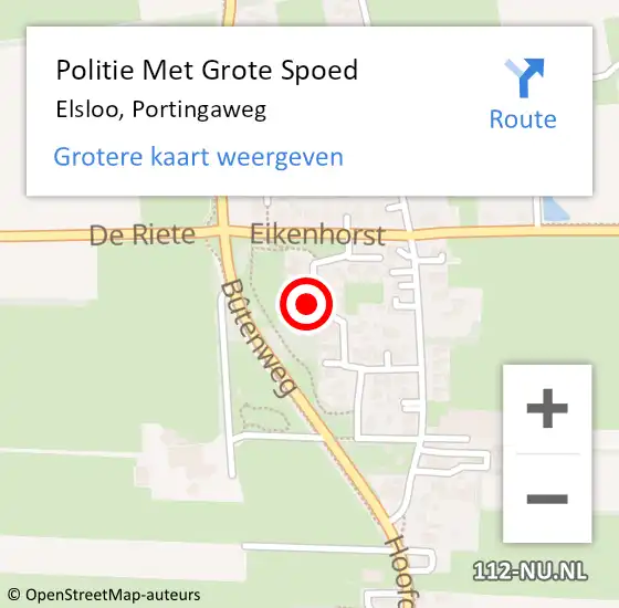 Locatie op kaart van de 112 melding: Politie Met Grote Spoed Naar Elsloo, Portingaweg op 13 juni 2021 14:15