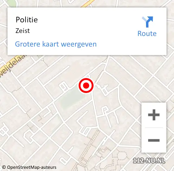 Locatie op kaart van de 112 melding: Politie Zeist op 13 juni 2021 14:23