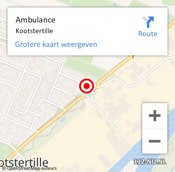Locatie op kaart van de 112 melding: Ambulance Kootstertille op 13 juni 2021 14:23