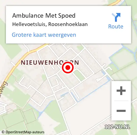 Locatie op kaart van de 112 melding: Ambulance Met Spoed Naar Hellevoetsluis, Roosenhoeklaan op 13 juni 2021 14:33