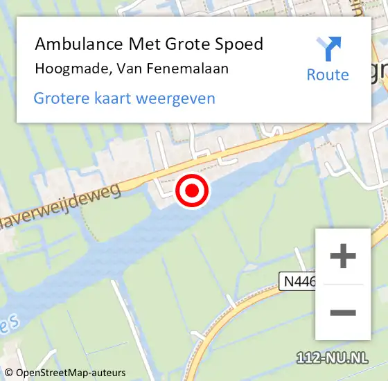 Locatie op kaart van de 112 melding: Ambulance Met Grote Spoed Naar Hoogmade, Van Fenemalaan op 13 juni 2014 08:48