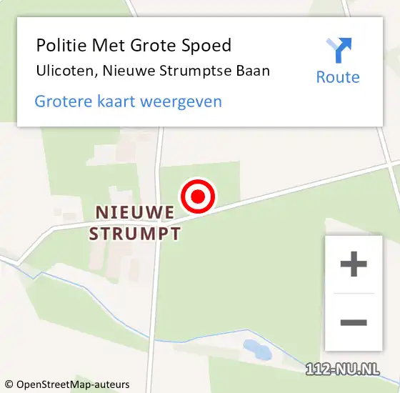 Locatie op kaart van de 112 melding: Politie Met Grote Spoed Naar Ulicoten, Nieuwe Strumptse Baan op 13 juni 2021 14:52