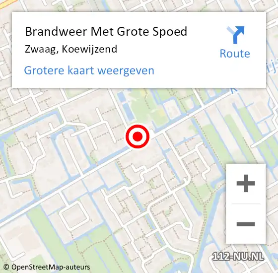 Locatie op kaart van de 112 melding: Brandweer Met Grote Spoed Naar Zwaag, Koewijzend op 13 juni 2021 14:56