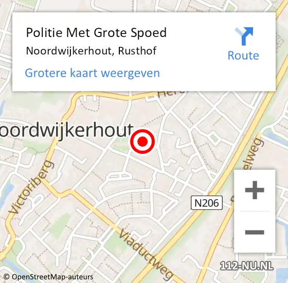 Locatie op kaart van de 112 melding: Politie Met Grote Spoed Naar Noordwijkerhout, Rusthof op 13 juni 2021 15:12