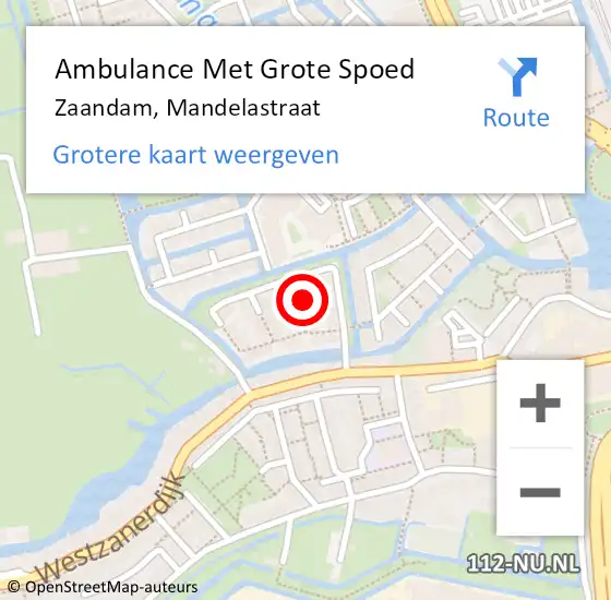 Locatie op kaart van de 112 melding: Ambulance Met Grote Spoed Naar Zaandam, Mandelastraat op 13 juni 2021 15:16