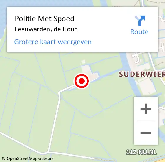 Locatie op kaart van de 112 melding: Politie Met Spoed Naar Leeuwarden, de Houn op 13 juni 2021 15:57