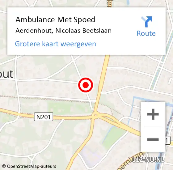 Locatie op kaart van de 112 melding: Ambulance Met Spoed Naar Aerdenhout, Nicolaas Beetslaan op 13 juni 2021 16:05