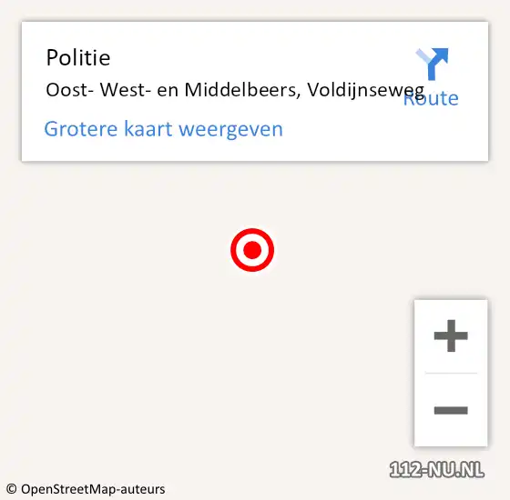 Locatie op kaart van de 112 melding: Politie Oost- West- en Middelbeers, Voldijnseweg op 13 juni 2021 16:15