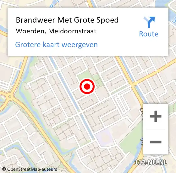 Locatie op kaart van de 112 melding: Brandweer Met Grote Spoed Naar Woerden, Meidoornstraat op 13 juni 2021 16:16