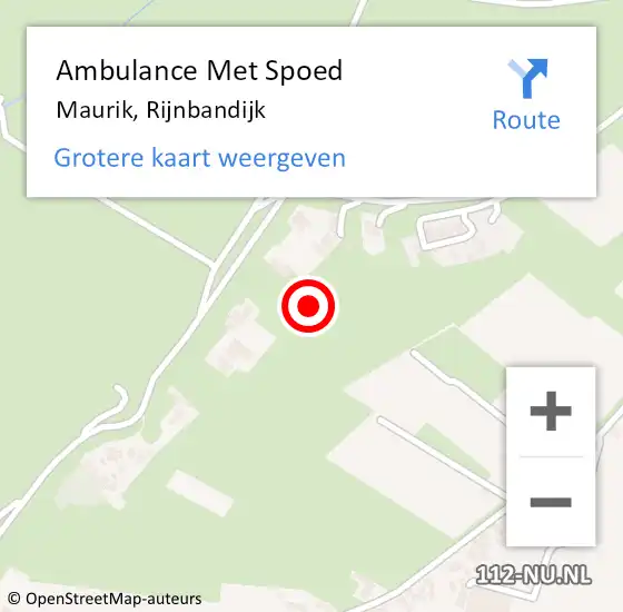 Locatie op kaart van de 112 melding: Ambulance Met Spoed Naar Maurik, Rijnbandijk op 13 juni 2021 16:16