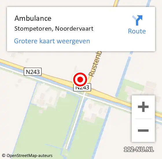 Locatie op kaart van de 112 melding: Ambulance Stompetoren, Noordervaart op 13 juni 2021 16:17