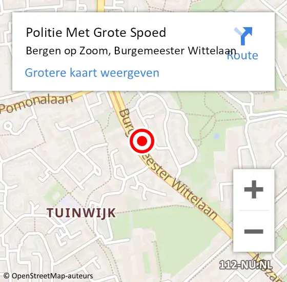 Locatie op kaart van de 112 melding: Politie Met Grote Spoed Naar Bergen op Zoom, Burgemeester Wittelaan op 13 juni 2021 16:20