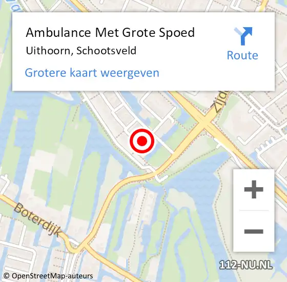 Locatie op kaart van de 112 melding: Ambulance Met Grote Spoed Naar Uithoorn, Schootsveld op 13 juni 2021 16:22