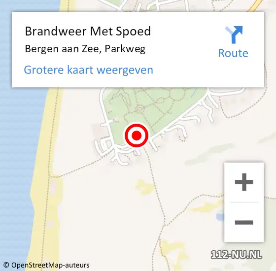 Locatie op kaart van de 112 melding: Brandweer Met Spoed Naar Bergen aan Zee, Parkweg op 13 juni 2021 16:41