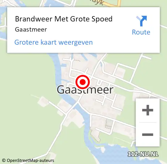 Locatie op kaart van de 112 melding: Brandweer Met Grote Spoed Naar Gaastmeer op 13 juni 2021 16:45