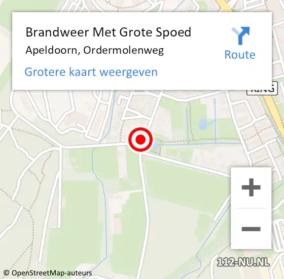 Locatie op kaart van de 112 melding: Brandweer Met Grote Spoed Naar Apeldoorn, Ordermolenweg op 13 juni 2021 16:46