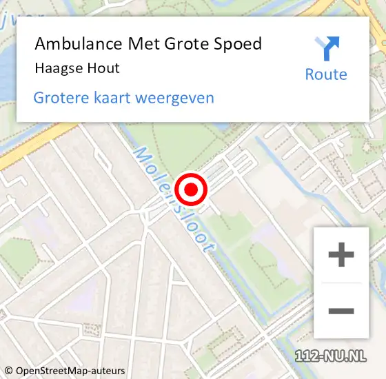 Locatie op kaart van de 112 melding: Ambulance Met Grote Spoed Naar Haagse Hout op 13 juni 2021 16:47