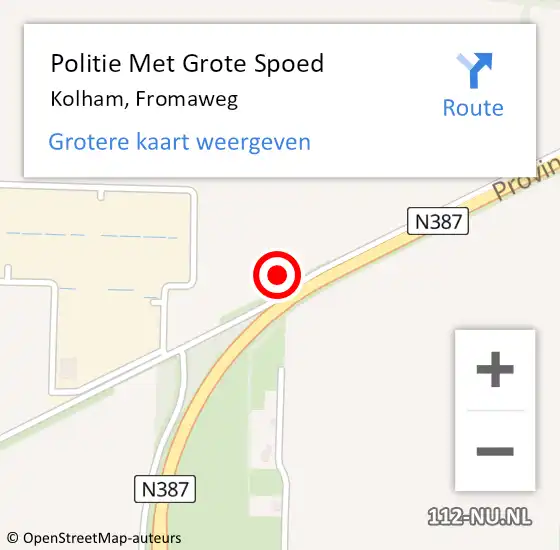 Locatie op kaart van de 112 melding: Politie Met Grote Spoed Naar Kolham, Fromaweg op 13 juni 2021 16:48