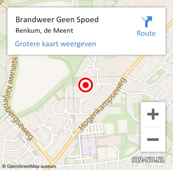 Locatie op kaart van de 112 melding: Brandweer Geen Spoed Naar Renkum, de Meent op 13 juni 2021 16:57