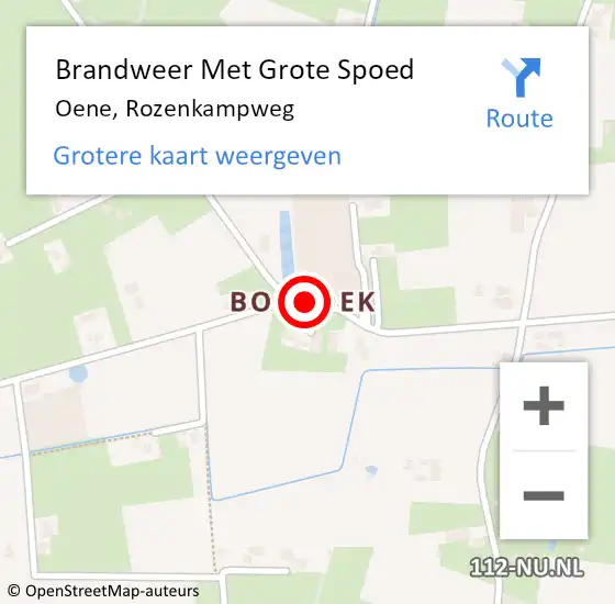 Locatie op kaart van de 112 melding: Brandweer Met Grote Spoed Naar Oene, Rozenkampweg op 13 juni 2021 16:59