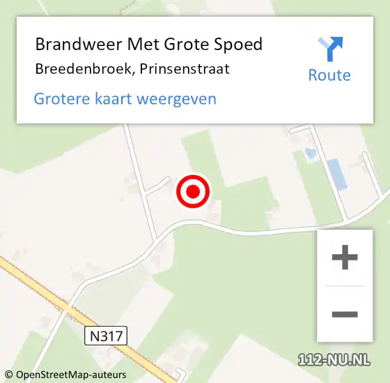 Locatie op kaart van de 112 melding: Brandweer Met Grote Spoed Naar Breedenbroek, Prinsenstraat op 13 juni 2021 17:04