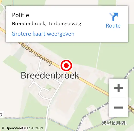 Locatie op kaart van de 112 melding: Politie Breedenbroek, Terborgseweg op 13 juni 2021 17:05