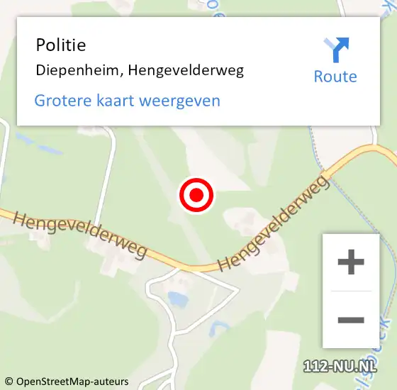 Locatie op kaart van de 112 melding: Politie Diepenheim, Hengevelderweg op 13 juni 2021 17:07