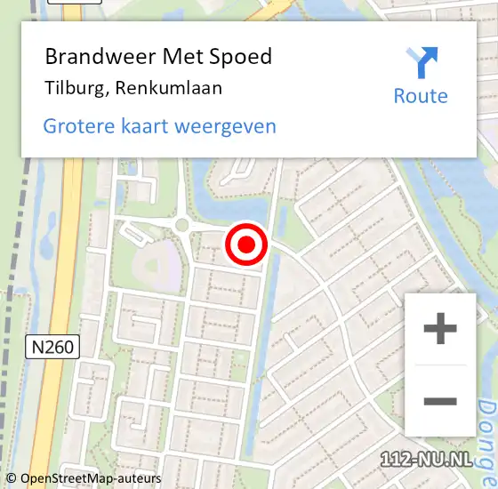 Locatie op kaart van de 112 melding: Brandweer Met Spoed Naar Tilburg, Renkumlaan op 13 juni 2021 17:37