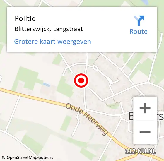 Locatie op kaart van de 112 melding: Politie Blitterswijck, Langstraat op 13 juni 2021 17:49