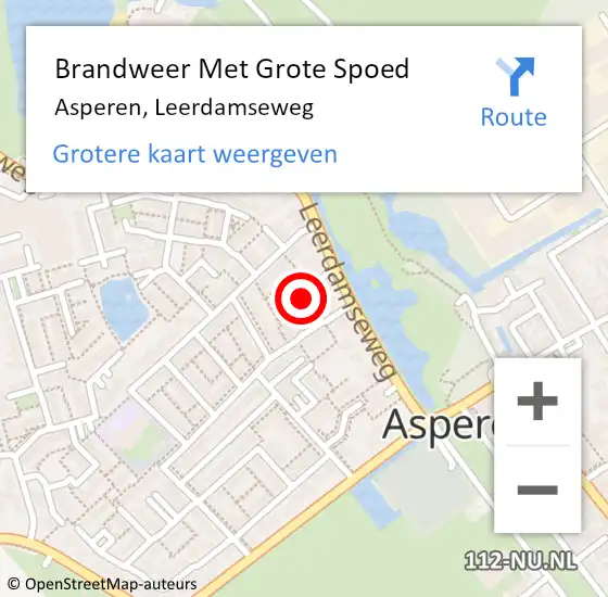 Locatie op kaart van de 112 melding: Brandweer Met Grote Spoed Naar Asperen, Leerdamseweg op 13 juni 2021 18:40