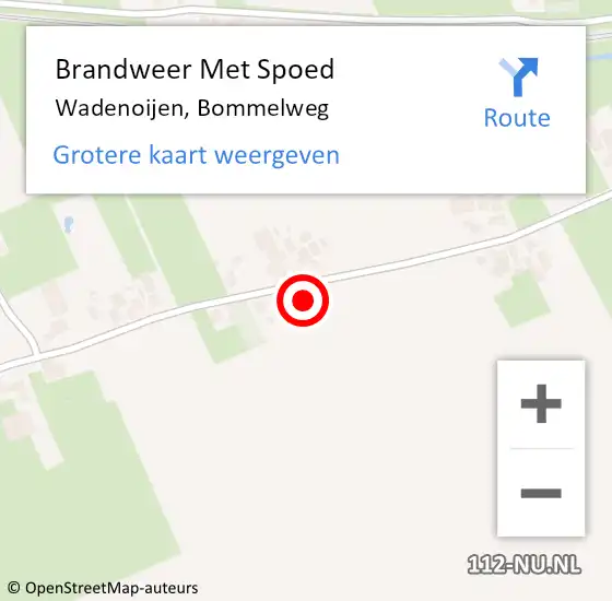 Locatie op kaart van de 112 melding: Brandweer Met Spoed Naar Wadenoijen, Bommelweg op 13 juni 2021 18:44